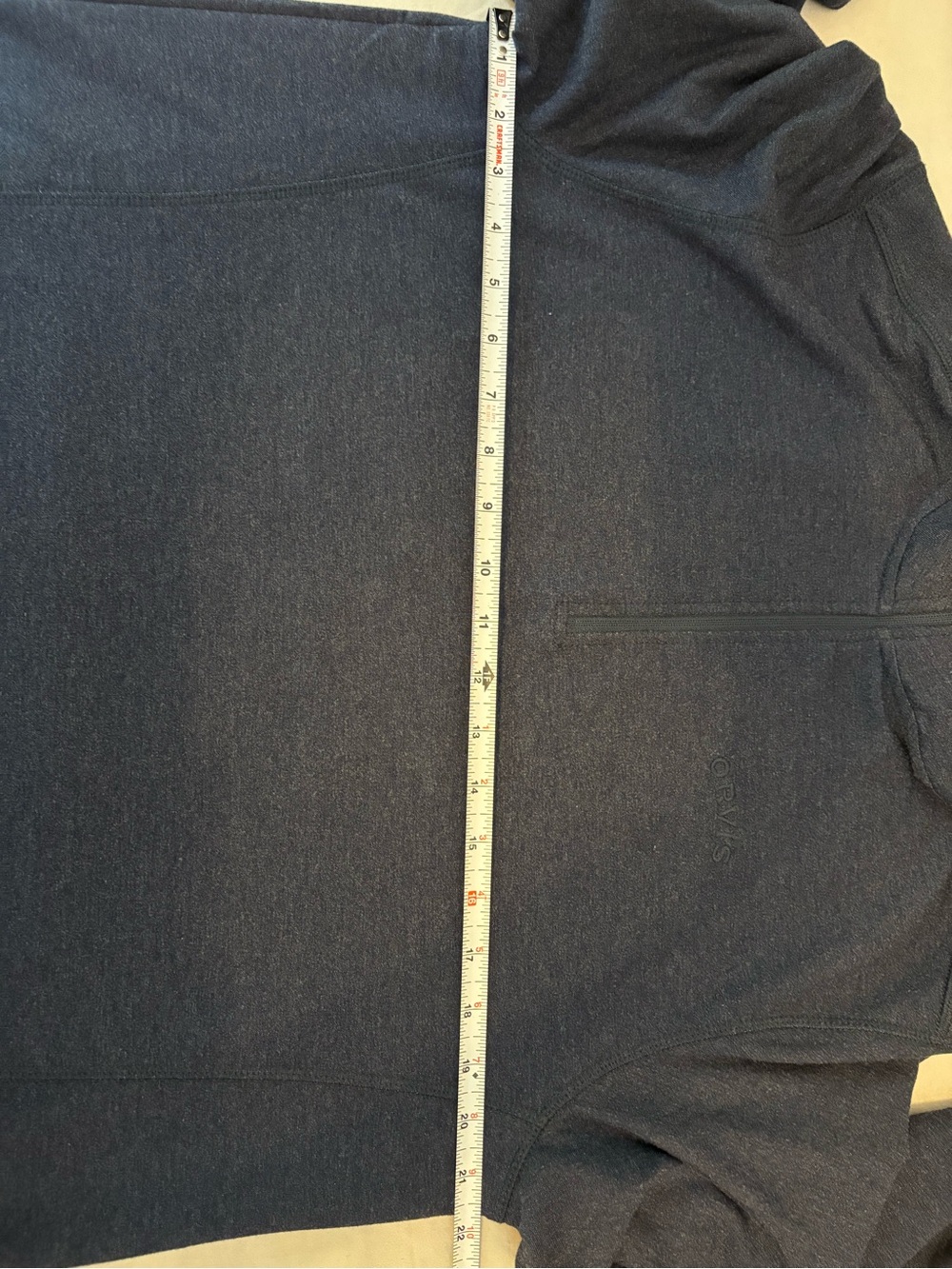 Orvis Blue Heather Quarter Zip Pullover Sweater Men’s Medium - Picture 5 of 7